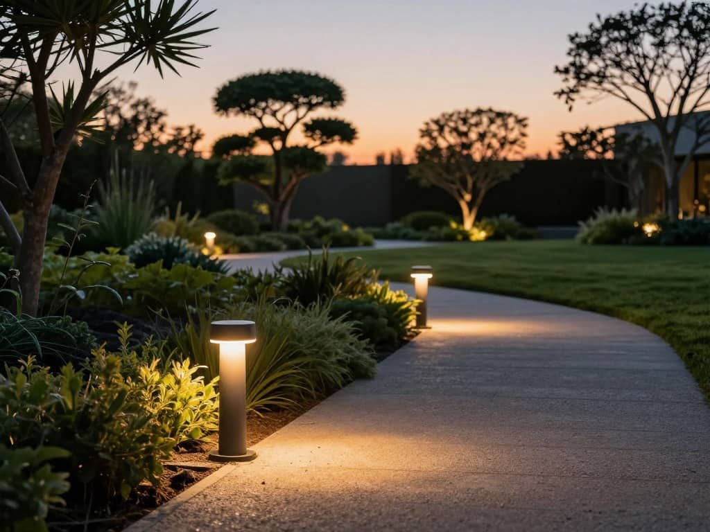 Beleuchtung Installation für Gartenwege