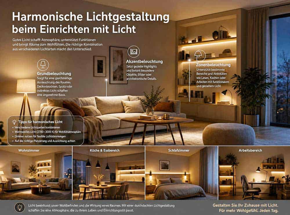 Harmonische Lichtgestaltung – indirektes Licht und Akzente im Wohnraum