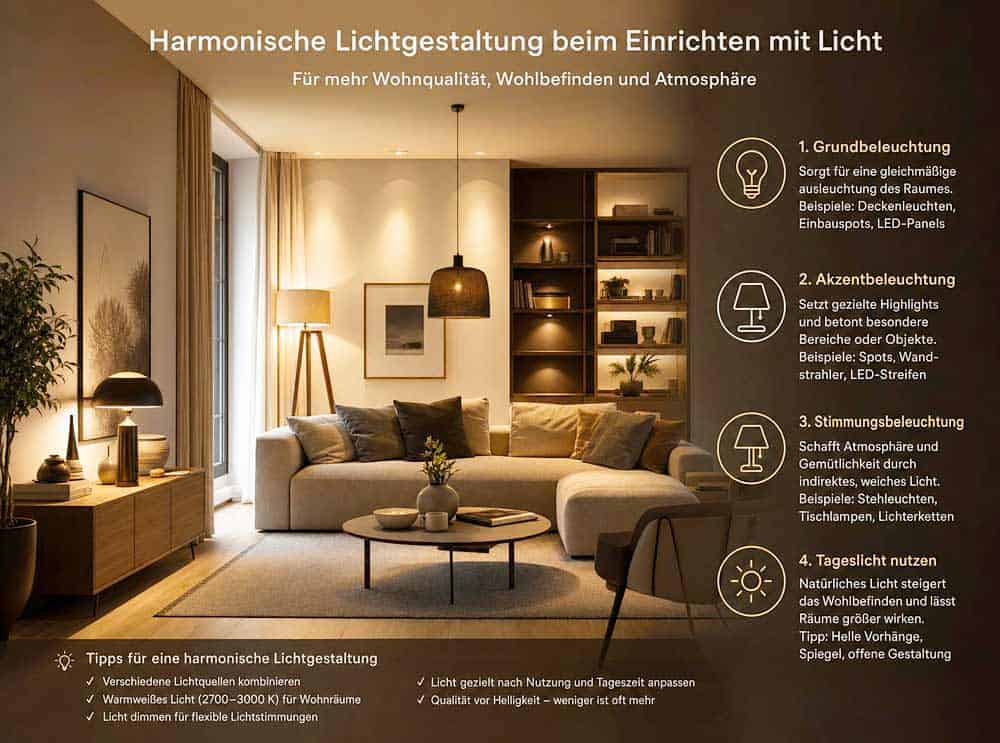Harmonische Lichtgestaltung beim Einrichten mit Licht und Fehler vermeiden Harmonische Lichtgestaltung beim Einrichten mit Licht und Fehler vermeiden