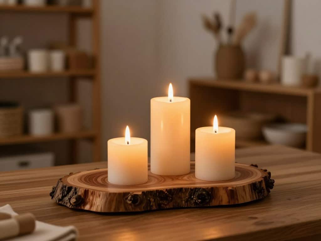 Kerzenhalter aus Holz rustikale Baumscheibe