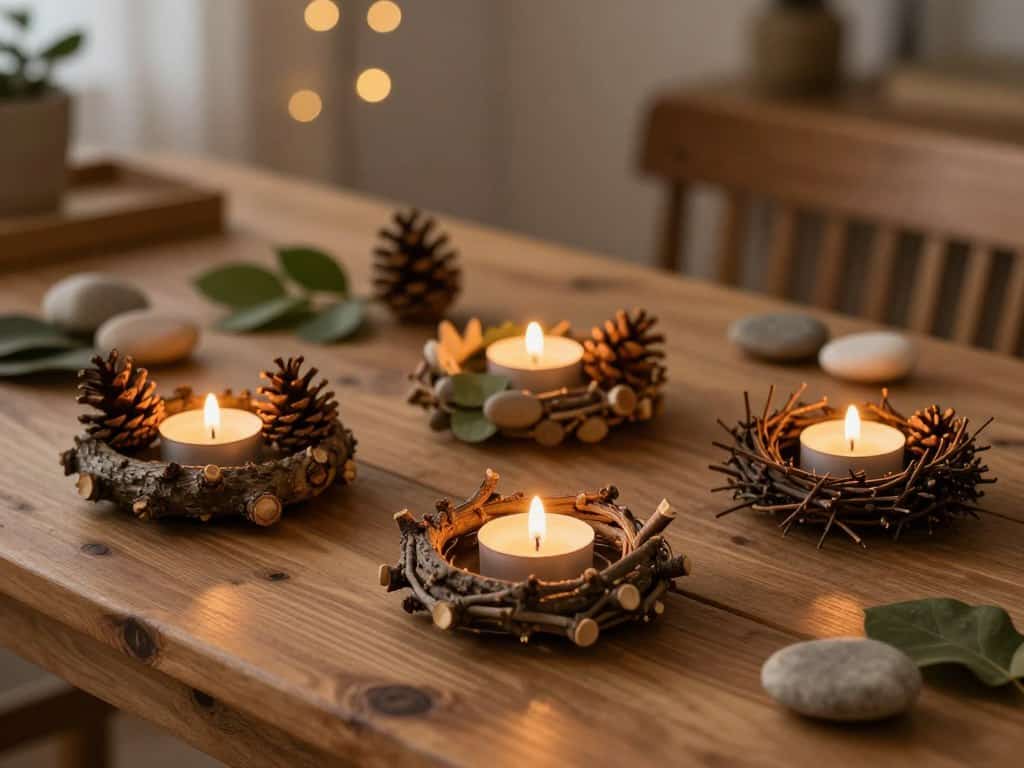 Upcycling Kerzenhalter aus verschiedenen Naturmaterialien