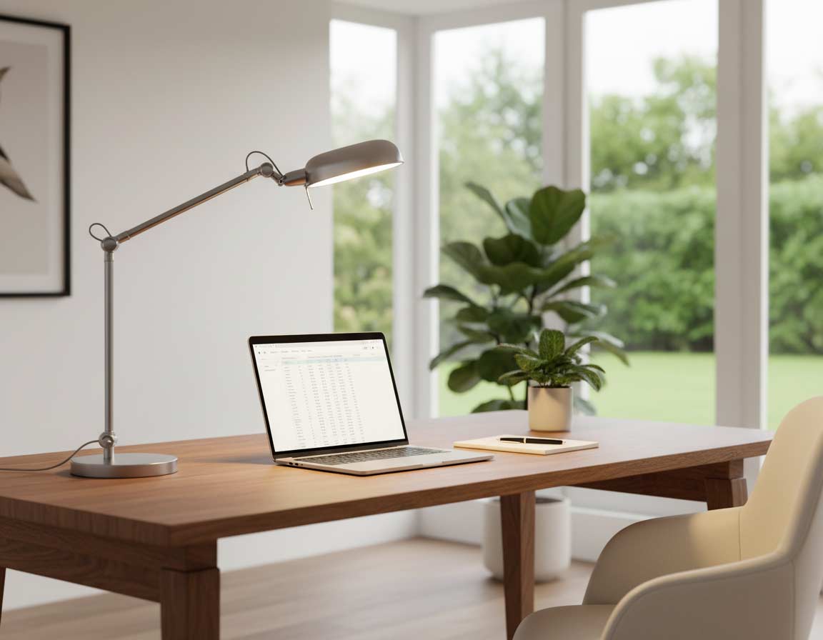 Schreibtischlampe im Homeoffice Schreibtischlampe im Homeoffice