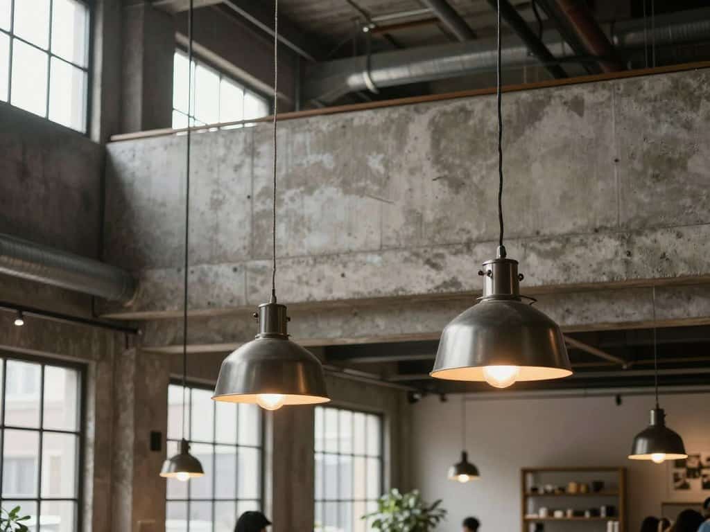 Beleuchtung im Industrial Style mit Beton-Optik und Metall-Leuchten