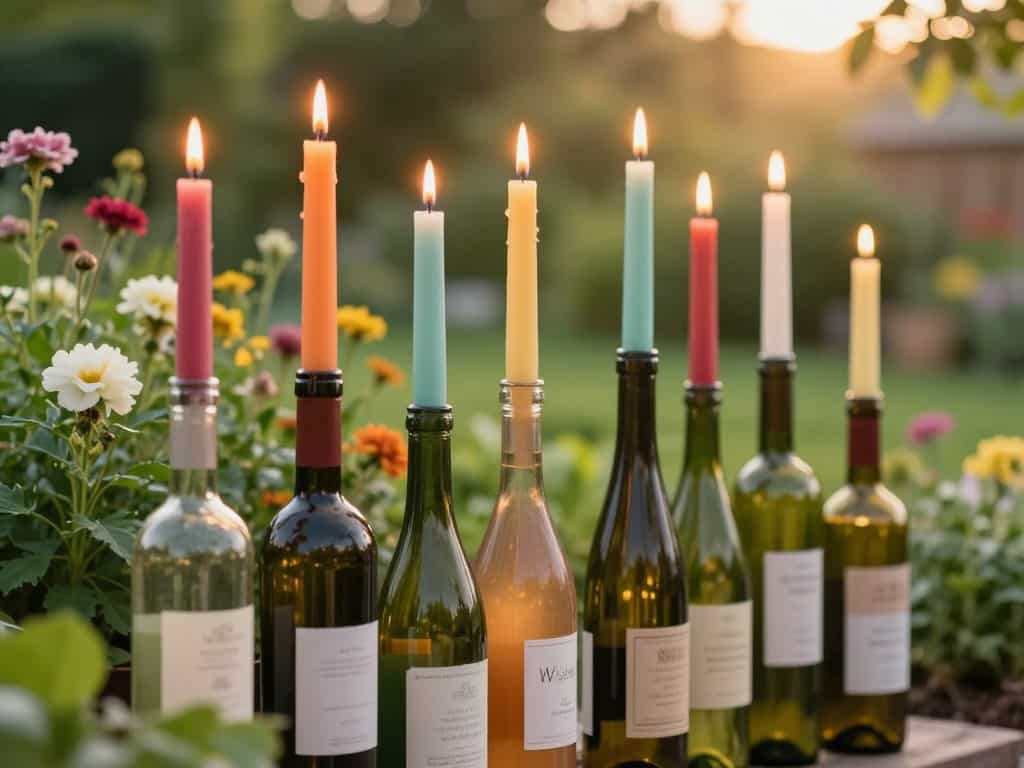 DIY Kerzenhalter aus Weinflaschen für nachhaltige Gartendeko