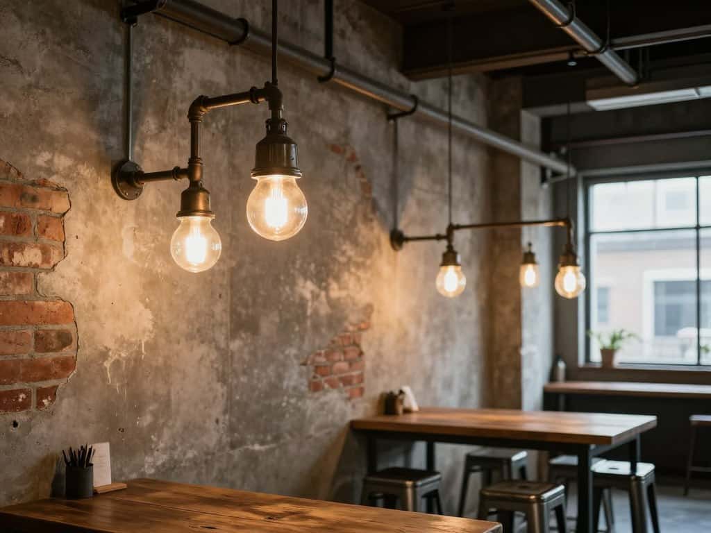 Rohr-Design und Vintage-Beleuchtung in der Innenraumgestaltung