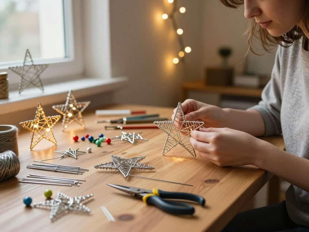 Drahtsterne als Lichtdeko: Materialien Draht, Zange und LED-Lichterkette
