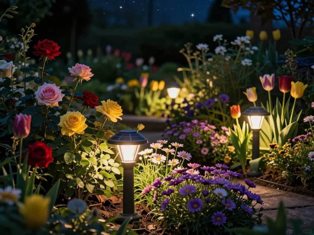 Solar-Gartenlampen für Pflanzenakzente: IP65-Spots im Beet
