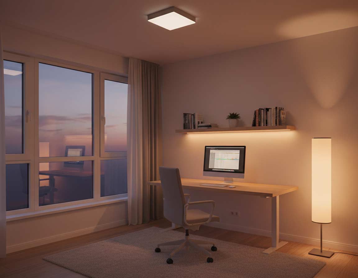 Homeoffice ohne Ablenkung: Lampen, die nicht im Bild stehen, aber gut beleuchten Homeoffice ohne Ablenkung: Lampen, die nicht im Bild stehen, aber gut beleuchten