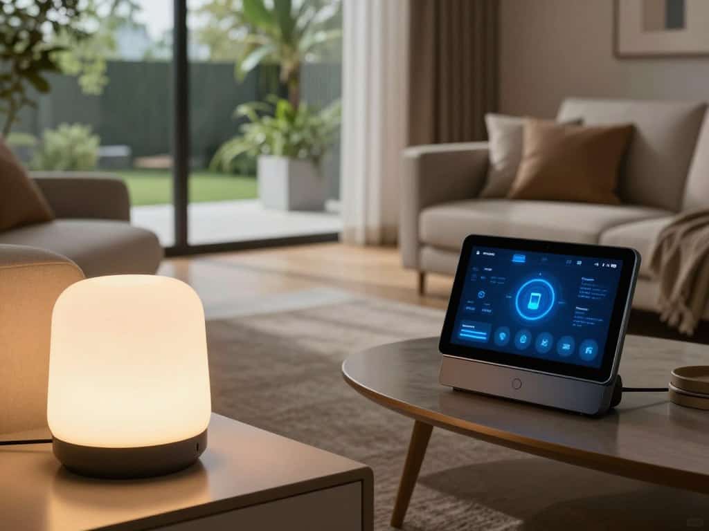 Smart Home Datenschutz bei Beleuchtungssystemen: Hub und Smartphone