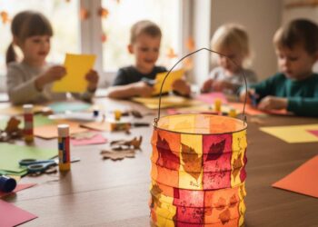 Papierlaterne mit Kindern basteln