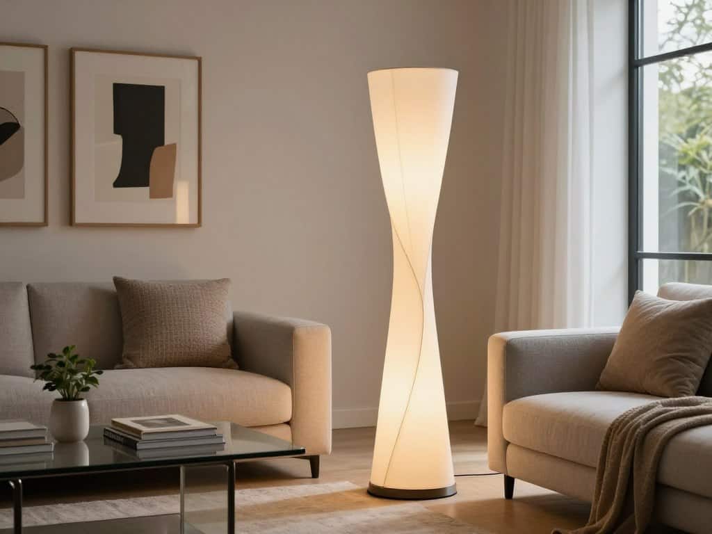 skulpturale Stehlampe Wohnzimmer Beleuchtung