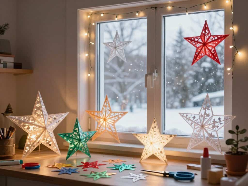 Papiersterne als Fensterdeko: Materialien Transparentpapier und Bastelbedarf